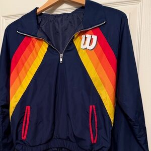 Wilson Women's Navy windbreaker with vintage Stripes